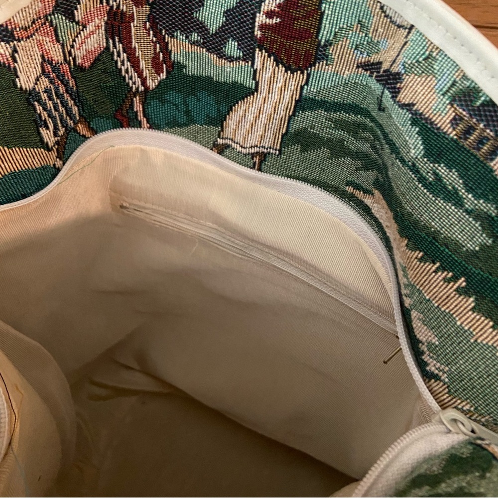 Lenox Tapestry Scene Tote in Green, Blue, Cream - Picture 6 of 6